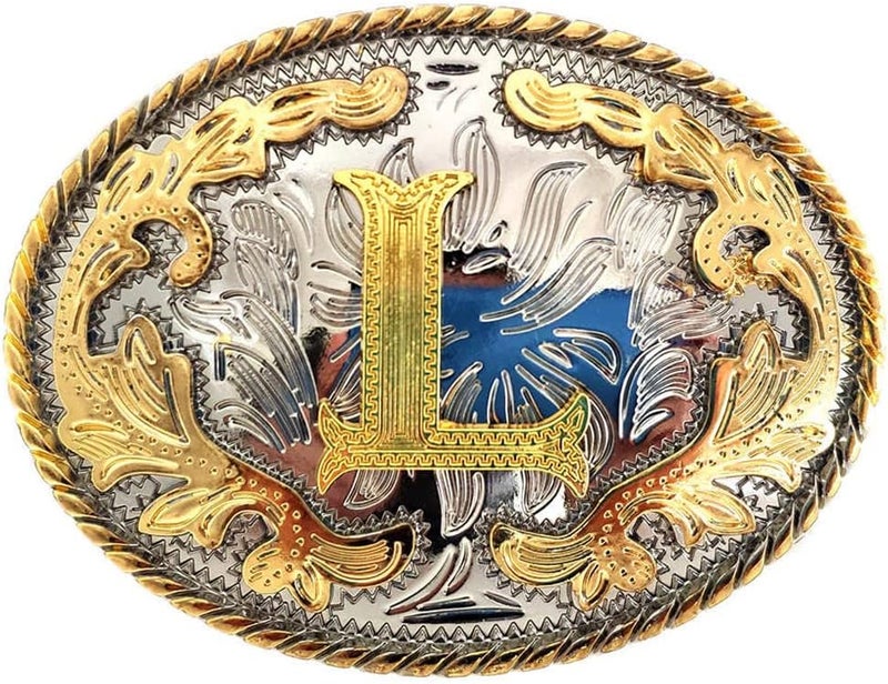 WMG Western Belt Buckle Initial Letters ABCDMRJ to Z Cowboy Belt Buckle, Rodeo Buckles for Men & Women - Image 1